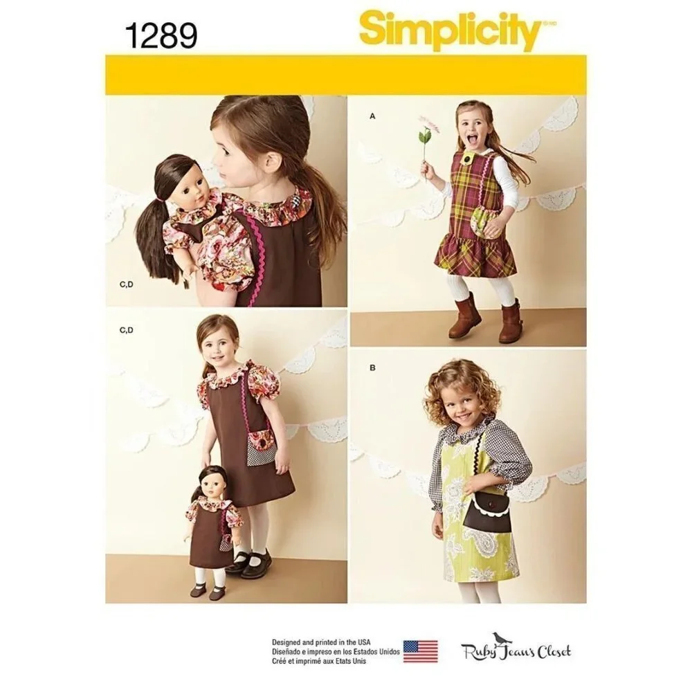 Simplicity Sewing Pattern 1289 Child's‎ and Doll's Dress Size 3-8